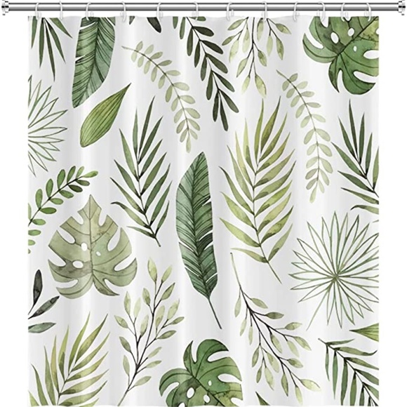 Tropical summer green shower curtain - Picture 4 of 4